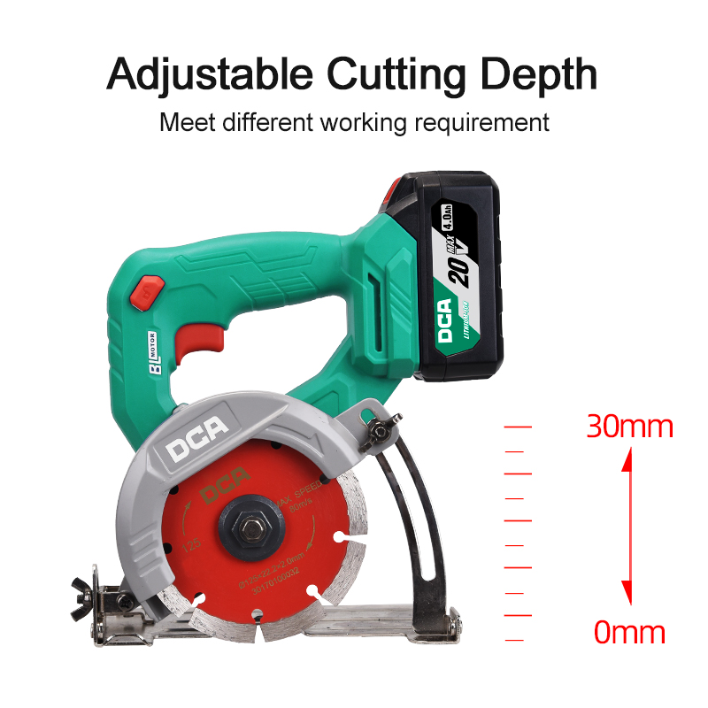 DCA 20V Cordless Brushless Marble Cutter 125mm Kit With 4.0Ah*1 & Charger
