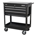 HD Mobile Tool/Parts Trolley 4 Drawer + Lockable Top - Black