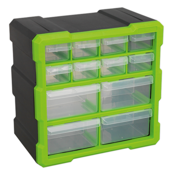 Cabinet Box 12 Drawer - Hi-Vis Green/Black