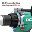 DCA 20V 13mm Cordless Brushless Driver Drill 120nm Kit With 4.0Ah*2 & Charger & Handle