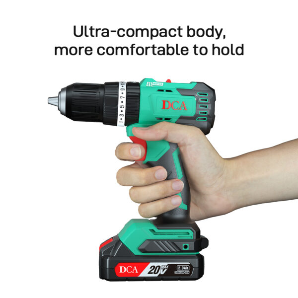 DCA 20V 13mm Cordless Brushless Driver Drill Kit With 2.0Ah*1 & Charger