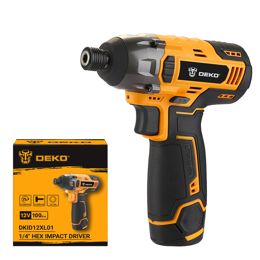 DEKO Tools 12V Cordless Impact Driver with 1pc 1.5Ah Battery & Charger