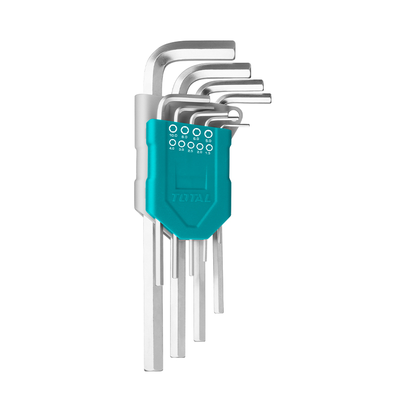 Hex Key Set 9Pcs 1.5-10mm Long Arm Industrial, TOTAL TOOLS