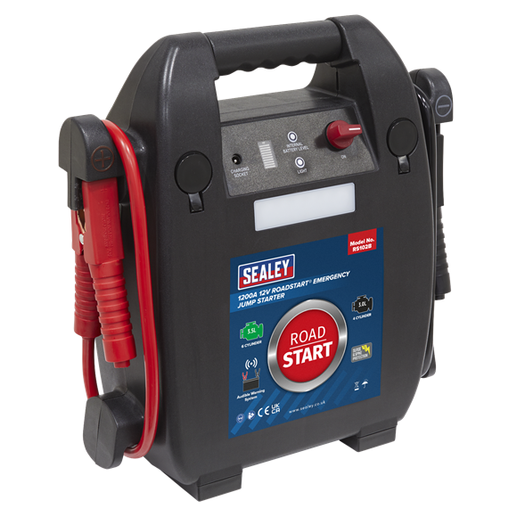 RoadStart Emergency Jump Starter 12V 3.5L 6-Cylinder, SEALEY UK