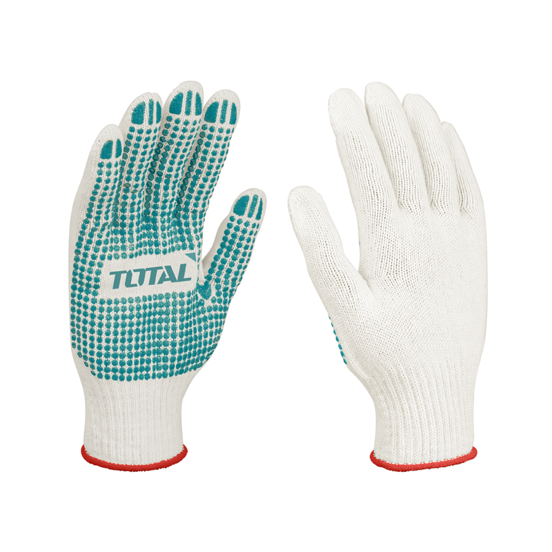 XL Knitted & PVC Dots Gloves, TOTAL TOOLS