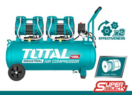 100L Air Compressor 2×1200W (3.2HP), TOTAL TOOLS