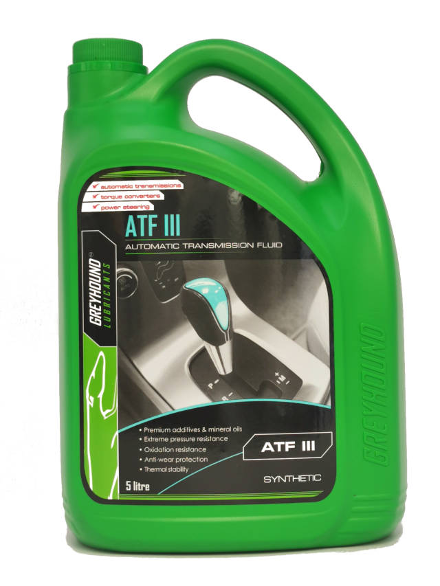 5L Greyhound Lubricant G-Moto ATF3 Automatic Transmission Fluid For power steering systems and hydraulic systems.                