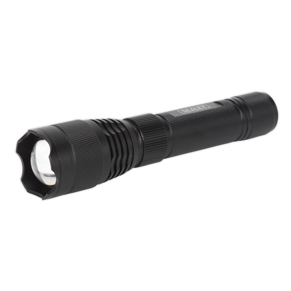 Aluminium Torch 10W CREE XPL LED Adj Focus R/Charge USB Port, SEALEY UK