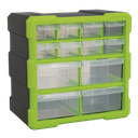 Cabinet Box 12 Drawer - Hi-Vis Green/Black, SEALEY UK