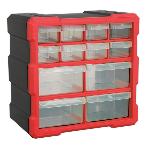 Cabinet Box 12 Drawer - Red/Black, SEALEY UK