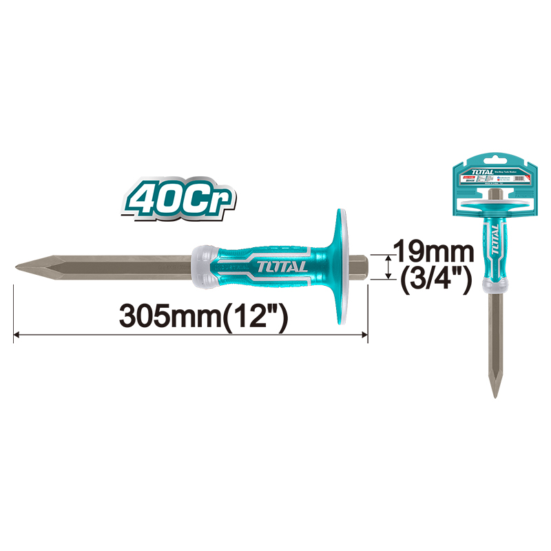 Concrete Chisel 305mm Handle Size: 19mm, TOTAL TOOLS