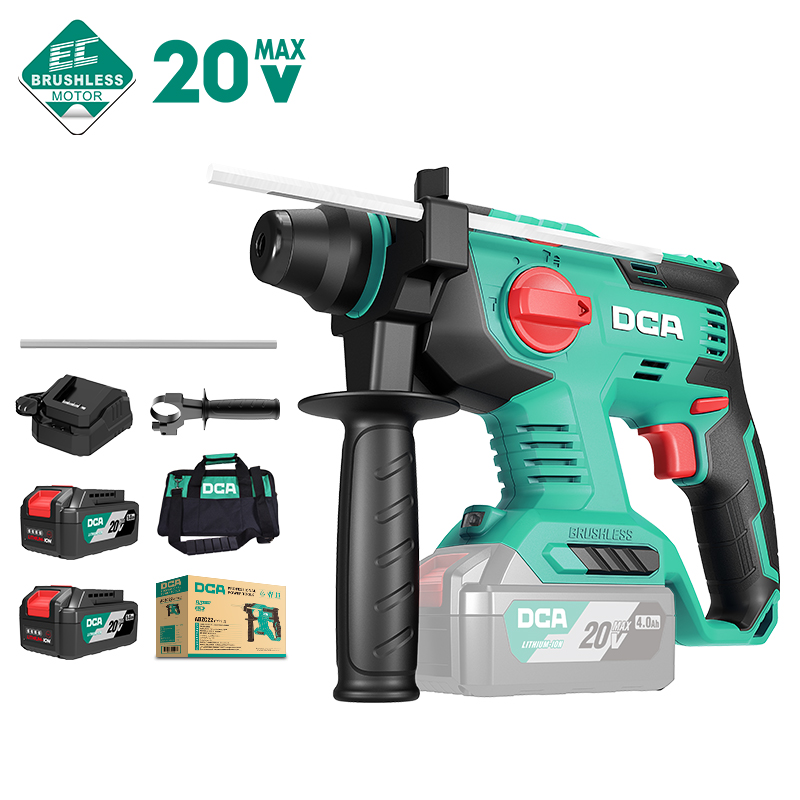 DCA 20V Brushless Rotary Hammer 2.1J Kit With 4.0Ah*2 & Charger