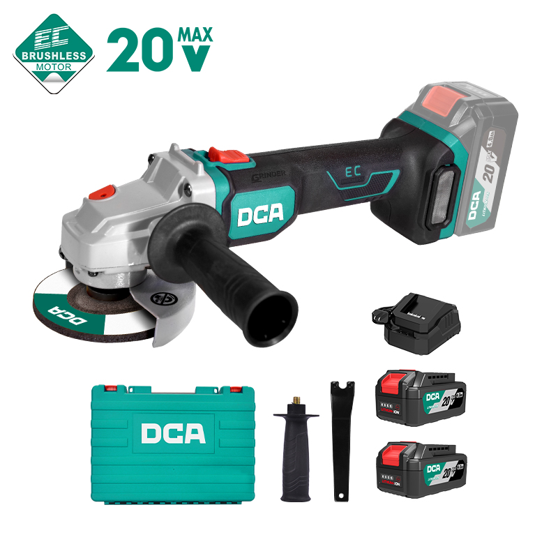 DCA 20V Brushless Angle Grinder Kit With 4.0Ah*2 & Charger ADSM06-115EM