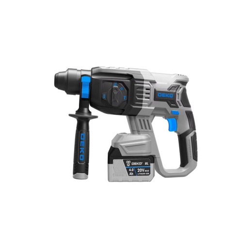 [DKBL20RH03-S1] DEKO Tools 20V B/C
Rotary Hammer with 1 x 4.0Ah Battery & 1 x Charger in case