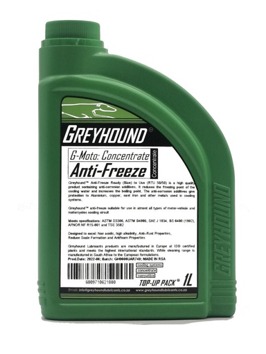 [F-GHMOT900-CBA] 1L Greyhound Lubricant G-Anti Freeze Coolant Concentrate For passenger cars, SUVs, light commercial and heavy-duty vehicles.