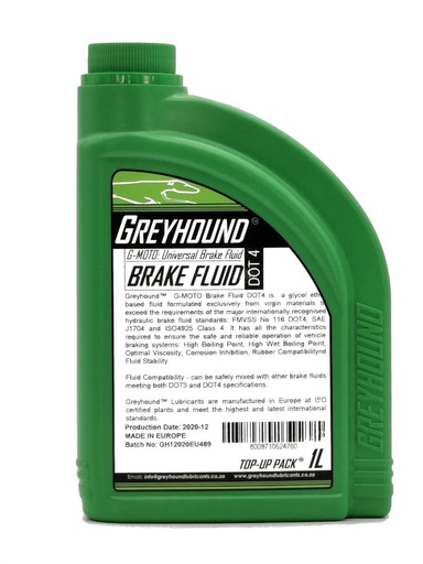 [F-GHMOT810-CBA] 1L Greyhound Lubricant G-Moto Brake Fluid DOT4 Brake Fluid For passenger cars, commercial and heavy-duty vehicles