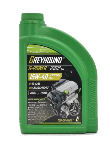 [F-GHPOW520-CBA] 1L Greyhound Lubricant Mineral G-Power 15w40 CI-4/SL Engine Oil For Petrol & Diesel engines