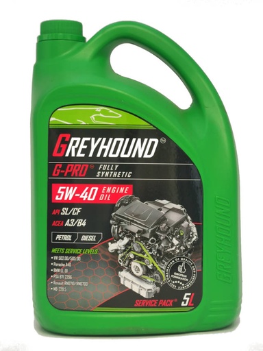 [F-GHPRO490-C9A] 5L Greyhound Lubricant Full Synthetic G-Pro 5w40 SL/CF Full Synthetic Engine Oil For Petrol & Diesel engines