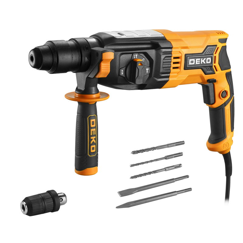 850W Rotary Hammer Wood 30mm Concrete 28mm Steel 13mm - Case DEKO Tools ...