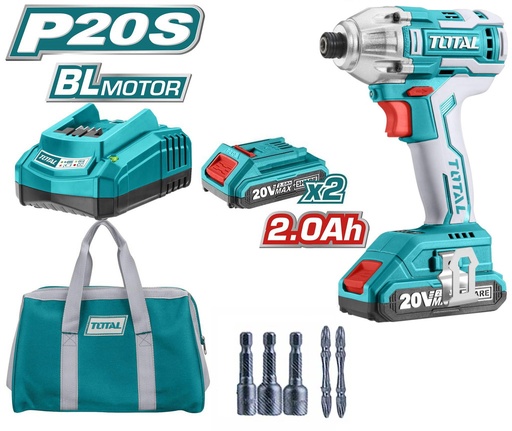 [TIRLI2002] Cordless Industrial Impact Driver Set 20V 170nm, TOTAL TOOLS