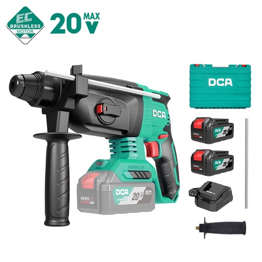 [ADZC04-24EM] DCA 20V Brushless Rotary Hammer 2.7J Kit With 4.0Ah*2 & Charger