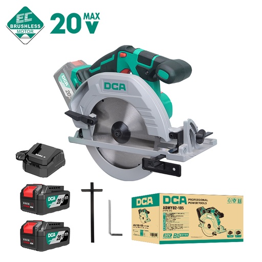 [ADMY02-185BM] DCA 20V Cordless Brushless Circular Saw Kit 185mm With 4.0Ah*2 & Charger